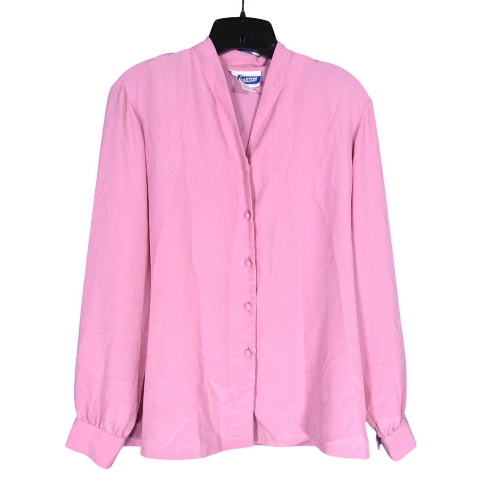 VTG PENDLETON Mauve Pink CREPE GEORGETTE Button-Up V-NECK Dressy BLOUSE/TOP Sz 8